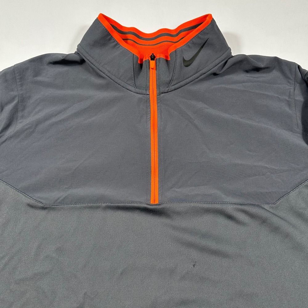 Nike Golf Quarter Zip Pullover Mens XL Dri-FIT Performance Gray Orange